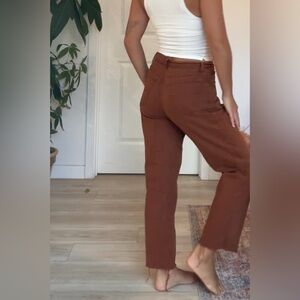 Red Brown High-Waisted Pants